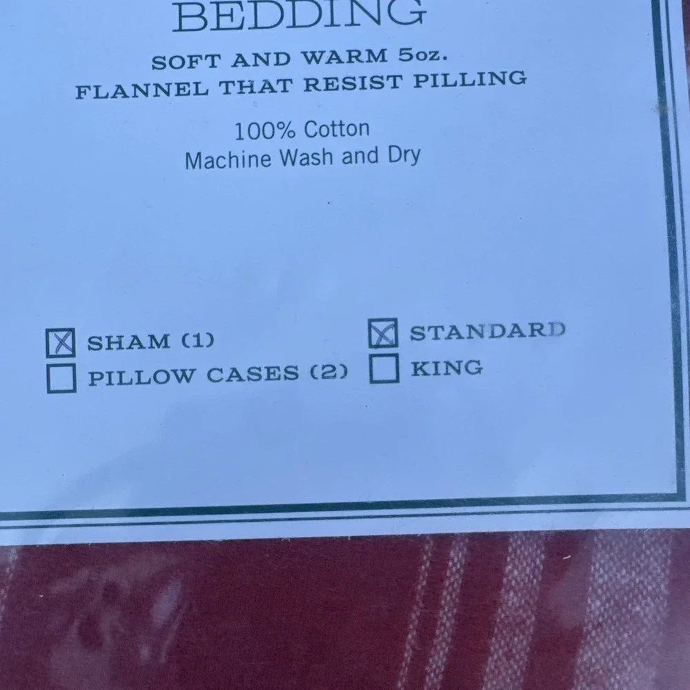 L.L.Bean Ultrasoft Comfort Flannel Bedding Standard Pillow Shams Red Cabin Plaid